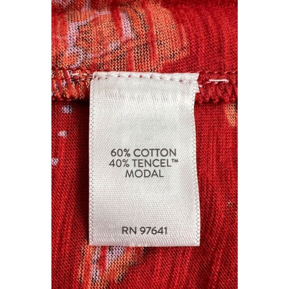 J. Jill Red Floral Sleeveless Henley Top Women 2X Button Front Casual - Picture 3 of 8